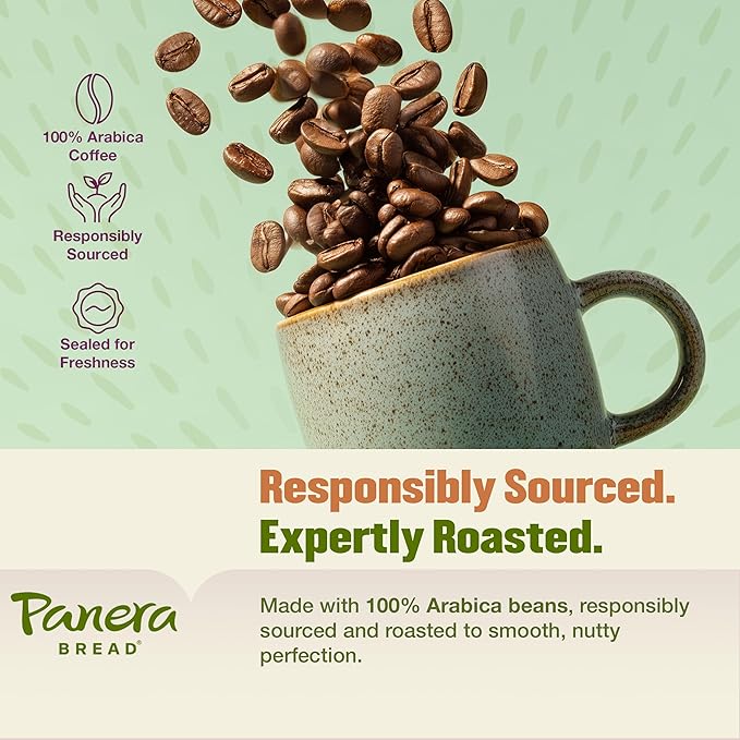 Panera Light Roast Ground Coffee 100% Arabica Sustainably Sourced – Smooth Bright &amp Balanced Flavor – Clean Label No Artificial Ingredients – Kosher Gluten-Free 12oz Bag Pack of 6 (72oz Total