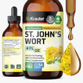 BIO KRAUTER® St Johns Wort for Calm &amp Mood Support - Vegan St. John's Wort for Relaxation &amp Emotional Wellness Support - Calm Drops 4 Fl.Oz. 56-Day Supply Alcohol &amp Sugar Free Herbal Sup
