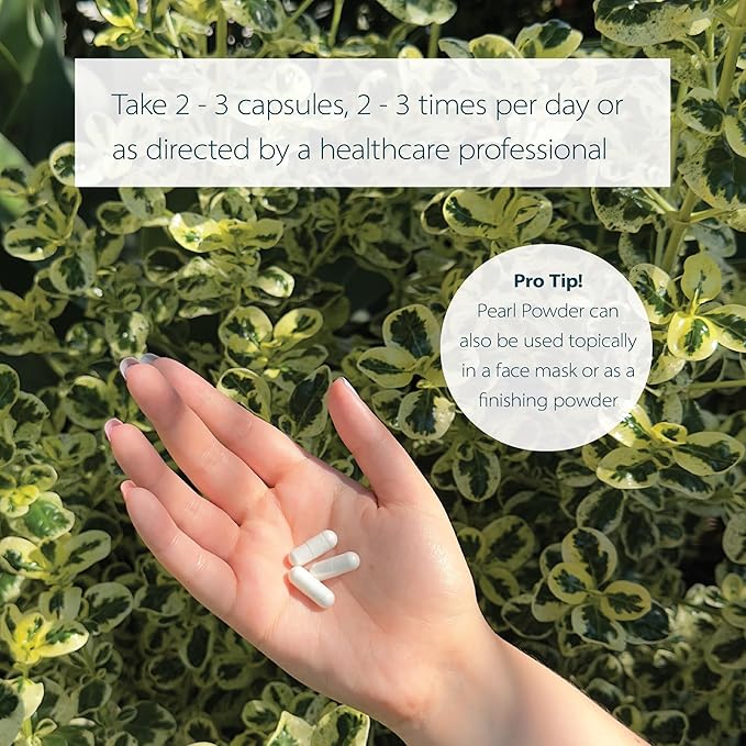 Dragon Herbs Pearl Powder Capsules - Pure Pearl Powder Supplement to Support Skin Eyes Nails Beauty | All Natural Ingredients Non-GMO (100 Capsules 500 mg Per Capsule)