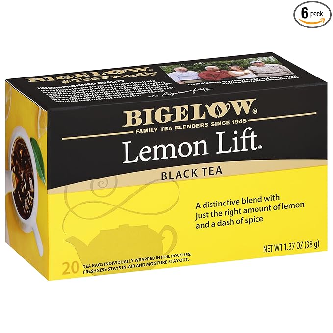 Bigelow Tea Lemon Lift Black Teabags Box Caffeinated 20 Count Pack of 6