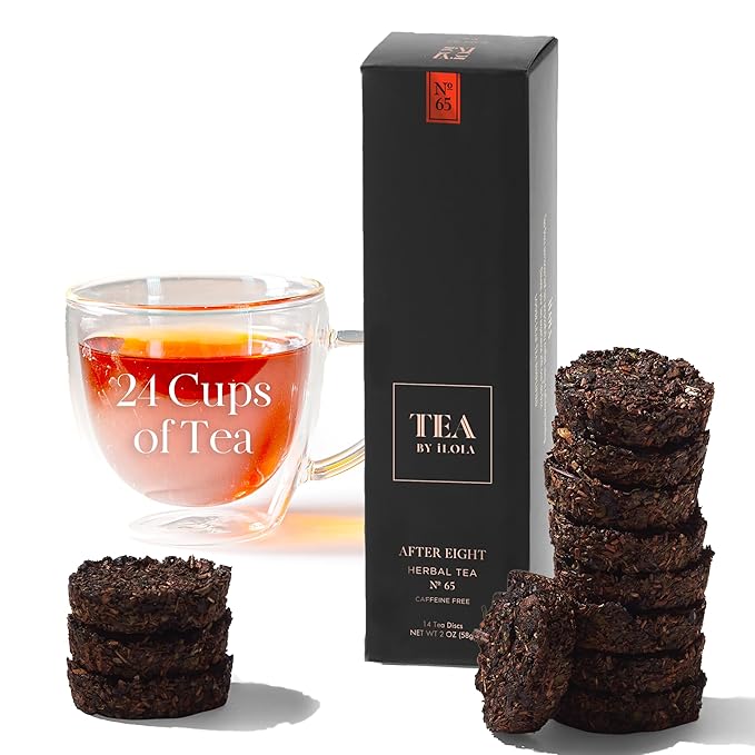 iLOLA 2-pack Loose Leaf Tea Discs After Eight No. 65 | Oprah’s Favorite Things 2022 | Herbal Tea w/Herbs &amp Natural Chocolate Flavoring | Caffeine Free| No Tea Bag Needed | 14 Individual Discs