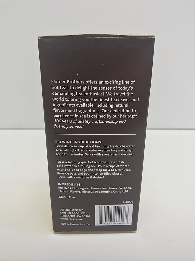 Farmer Brothers Premium: Lively Lemon Hot Tea - 6/25 ct boxes
