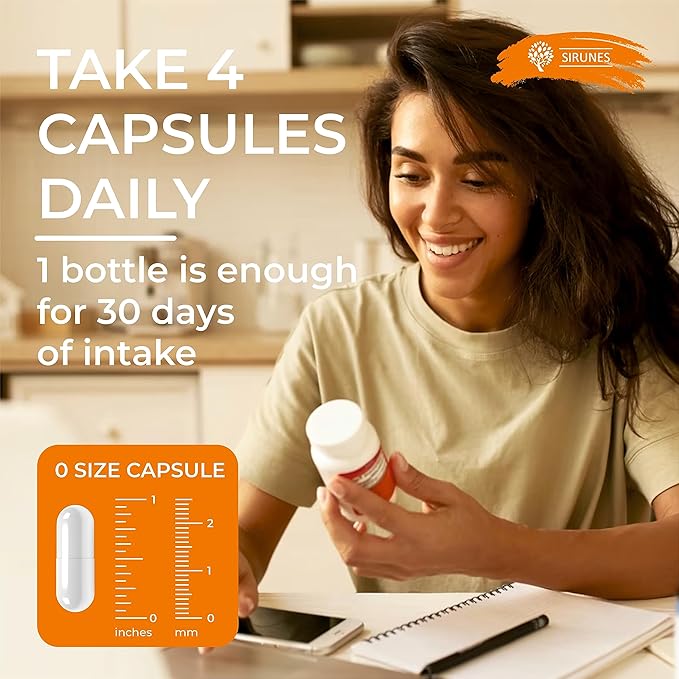 SIRUNES Marine Collagen Peptides 120 Capsules - Fish Collagen Supplements for Women Great for Hair Skin Nails Joints &amp Bones - Made in USA