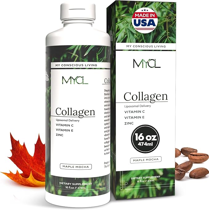 Liquid Collagen for Women - Vegan Collagen Liposomal Supplement - Ultra Absorption Plant Based with Bamboo Extract Vitamin C Amino Acids - Skin Hair Nail Joint Support - Maple Mocha 30 Servings