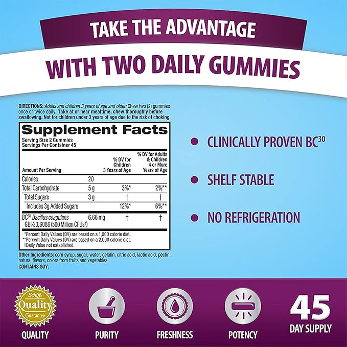 Digestive Advantage Daily Probiotic Gummies for Digestive &amp Gut Health for Men and Women Superfruit Flavor Red 180 Count Pack of 2