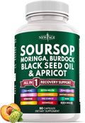 Soursop Supplement - Moringa Sea Moss Black Seed Oil Berberine Turmeric Apricot Quercetin Greens Bitters Boswellia Bitter Melon Burdock Root - 60 Capsules