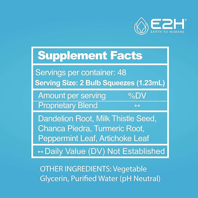 E2H Liver Support Supplement with Milk Thistle - Liver Cleanse Detox &amp Repair - Artichoke Extract Dandelion Root Chanca Piedra and More - Absorbent Liquid Formula (3 Bottles)