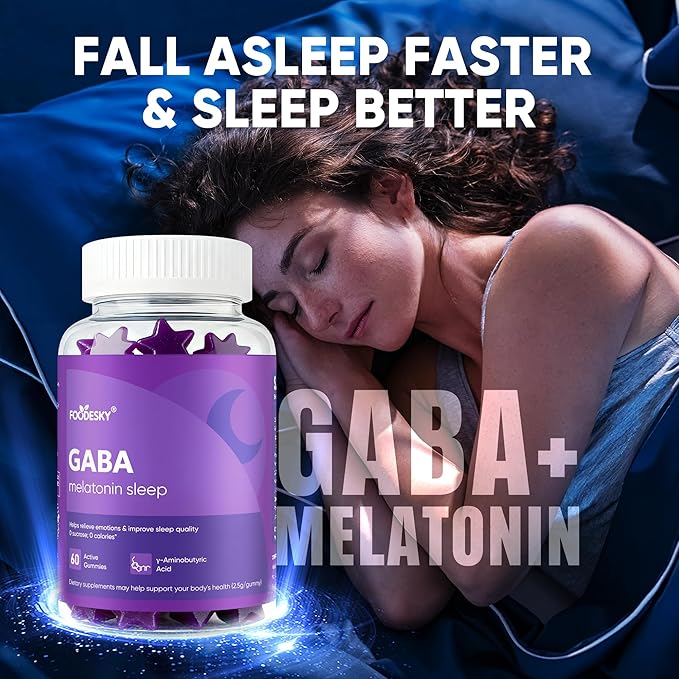 GABA Sleep Gummies | Natural Mood Support &amp Restful Sleep | 60 Gummies | Sugar-Free Calorie-Free | Non-Habit Forming (1PCS)