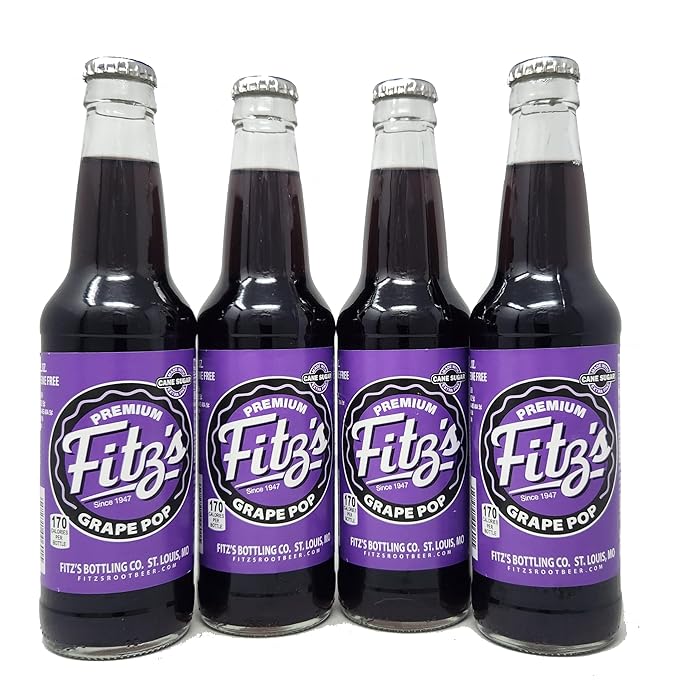 4 Pack of Soda Pop Soft Drink 12oz Glass Bottles (12oz Grape Soda)