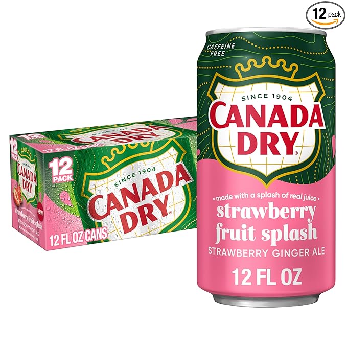 Canada Dry Fruit Splash Strawberry Ginger Ale Soda 12 fl oz cans 12 pack