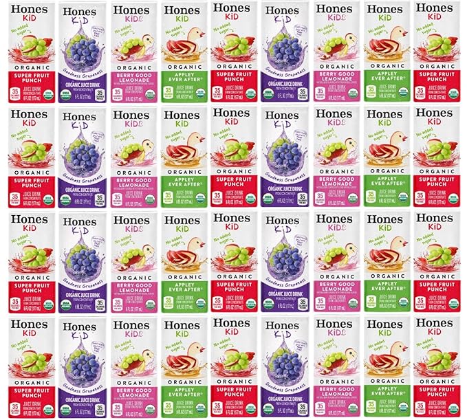 Honest Kid Organic Juice Drink Variety Pack Assorted Flavors 6 fl oz Boxes Lunchbox Snacks &amp On-The-Go Drinks 38 Count