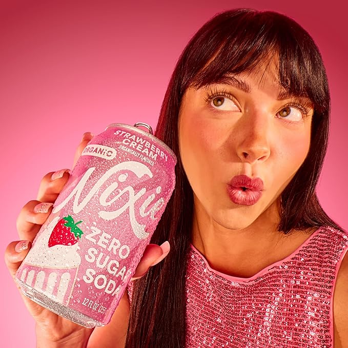 Nixie Organic Zero Sugar Soda NEW Strawberry Cream Healthy Soda Pop Non-GMO 0 Sugar 0 Calories Caffeine Free 12oz Cans (12 Pack)