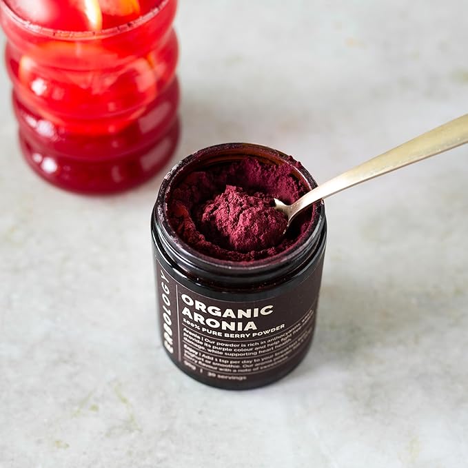 Erbology Organic Aronia Berry Powder 3.2 oz - 30 Servings - Supports Skin Health - Rich in Anthocyanins - Sustainably Sourced Straight from Farm - Small Batch - Vegan - GMO-Free