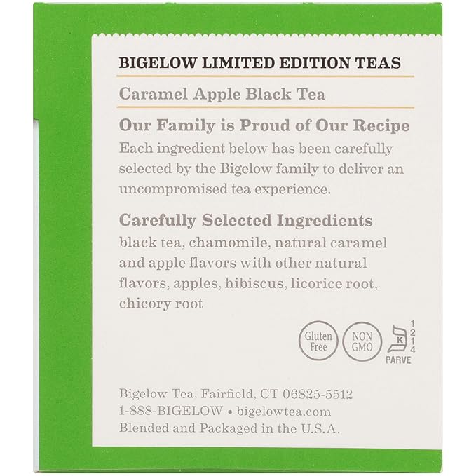 Bigelow Caramel Apple Black Tea Bags 18 Teabags (Pack of 6) Caffeinated Black Tea 108 Tea Bags Total