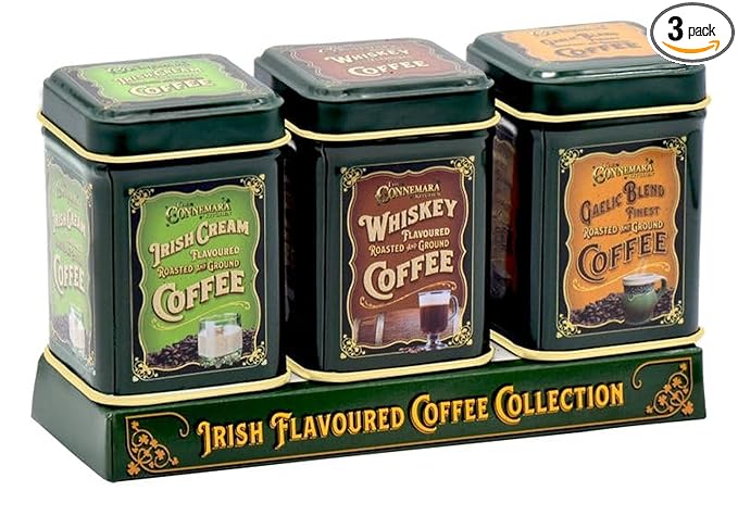 JC Walsh and Sons Irish Set of 3 Mini Coffee Flavours: Irish Cream Whiskey &amp Gaelic Blend Flavored Coffee
