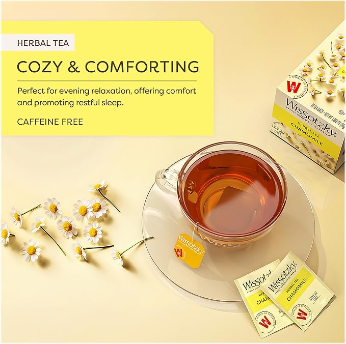 Wissotzky Chamomile Herbal Tea 120 Tea Bags (6 Packs) | Soothing Aroma | Relaxing &amp Calming Tea | Great for Sleep Support | Caffeine Free