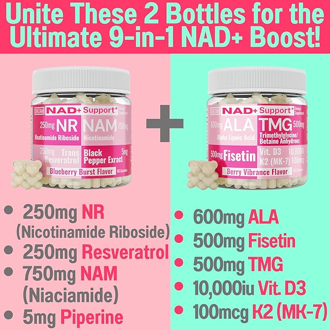 SHIZAM TMG Betaine Alpha Lipoic Acid ALA D3 Fisetin Gummies Tri-Methylglycine trimethylglycine R-Alpha NAD+ Plus + HCL Supplements Mitochondrial Senolytic Activator NR Capsules Powder 600mg 1000mg