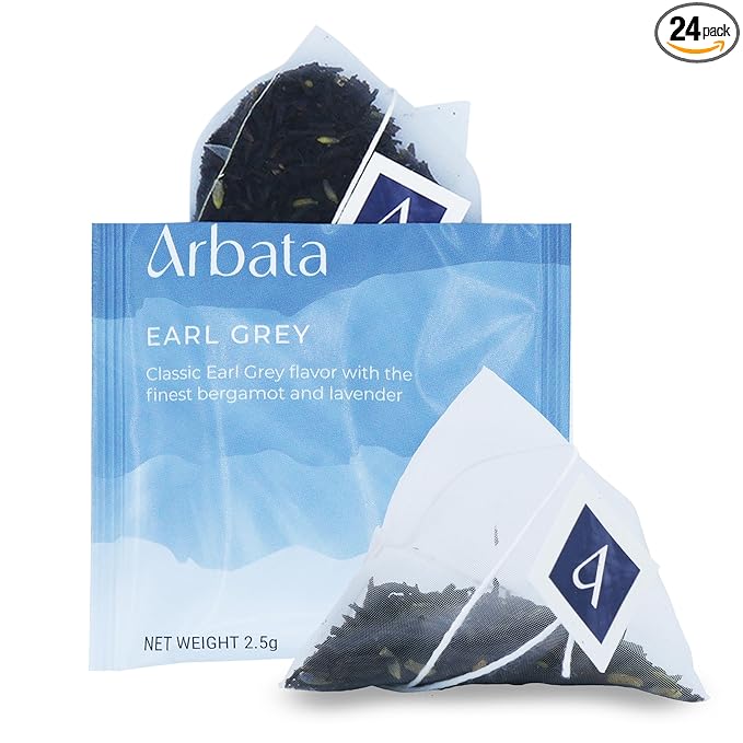 Arbata Earl Grey Tea 24 Pyramid Tea Bags – Artisanal Caffeinated Black Tea with Bergamot &amp Lavender – Premium Earl Grey Black Tea Gift Set
