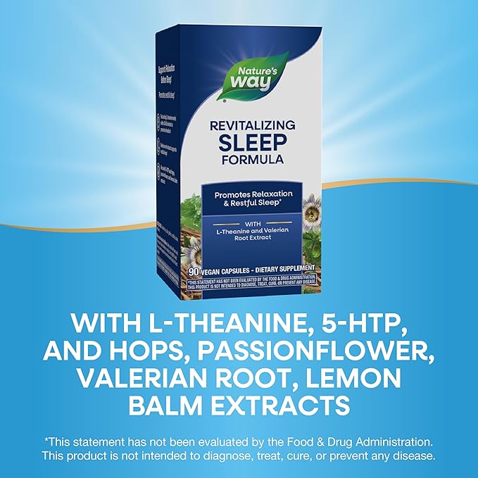 Nature's Way Revitalizing Sleep Formula Promotes Restful Slumber* With L-Theanine Valerian Root Extract and 5-HTP 90 Capsules (Packaging May Vary)