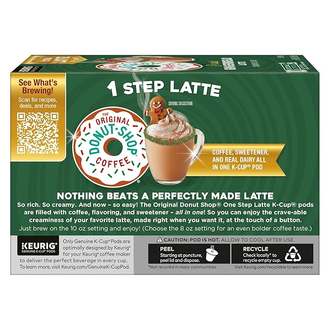 The Original Donut Shop One Step Latte Frosted Gingerbread Keurig Single Serve K-Cup Pods 60 Count (6 Packs of 10)