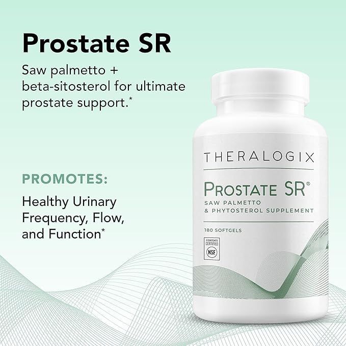 Theralogix Prostate SR Saw Palmetto &amp Beta-Sitosterol Supplement - Supports Healthy Urinary Tract Function in Men* - 90-Day Supply - NSF Certified - 180 Softgels
