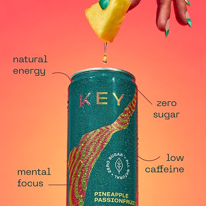 KEY 24-Pack Combo Bundle - Grapefruit Peach 12pk &amp Pineapple Passionfruit 12pk - Sugar Free All Natural Long Lasting Energy Optimal Green Tea Caffeine &amp L-Theanine for Mental Focus
