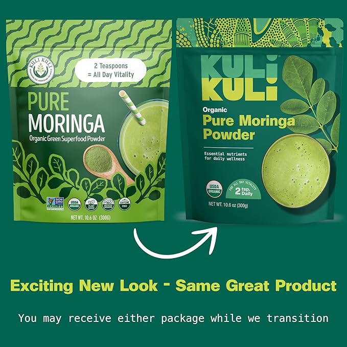 Kuli Kuli Moringa Oleifera Organic Leaf Powder &amp Green Smoothie 100% Pure USDA Certified &amp Non-GMO Moringa Powder Great with Smoothies Tea and Food - Single Pack 10.6 oz