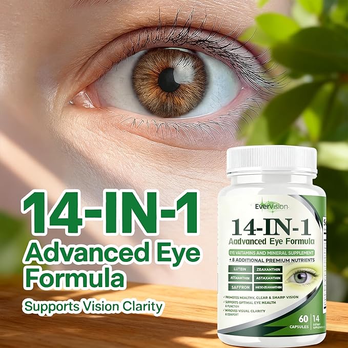 Evervision 14 in 1 Advanced Eye Formula Eye Vitamin and Mineral Supplement 60 Capsules -2PCS