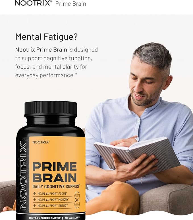 Nootrix Prime Brain Nootropic Supplement | Supports Memory Mental Focus Cognitive Health &amp Energy | Promotes Healthy Mood &amp Brain Function | Ginkgo Biloba Lion's Mane &amp L Theanine | 180