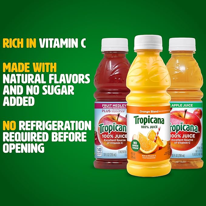 Tropicana 100% Juice 3-flavor Classic Variety Pack10 Fl Oz (Pack of 24)