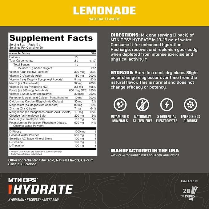 MTN OPS Ignite Lite Raspberry Lemonade + Hydrate Lemonade Bundle