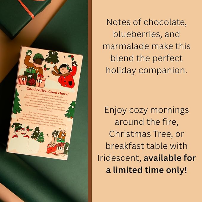 Counter Culture Coffee Iridescent Holiday Coffee Blend - Medium Light Roast Sustainably Farmed Kosher Whole Bean Coffee 12oz (2 Bags)