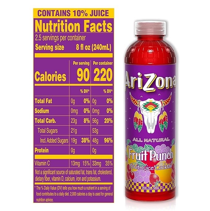 AriZona Fruit Punch Juice Cocktail 20 Fl Oz (Pack of 12)