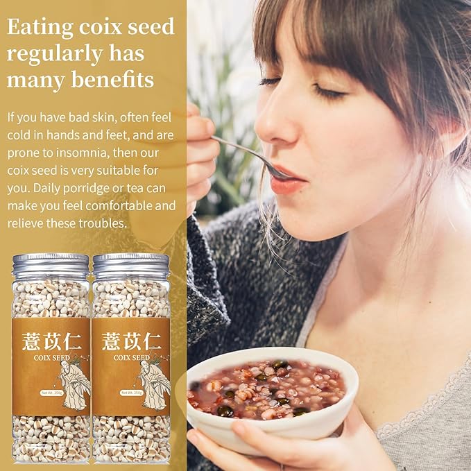 Wanhua Hall Job's Tears Grain Coix Seed Jobs Tears Seeds 18oz/500g Natural Pearl Barley Coix Rice No addition No Sugar薏米 薏仁 薏仁米
