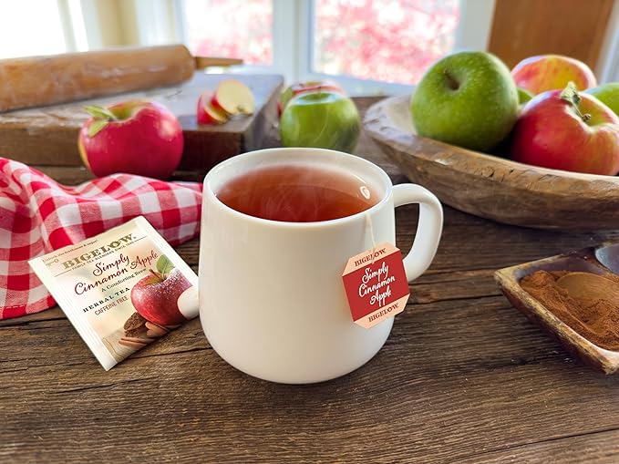 Bigelow Tea Simply Cinnamon Apple Herbal Tea Caffeine Free (Pack of 6) 108 Total Tea Bags