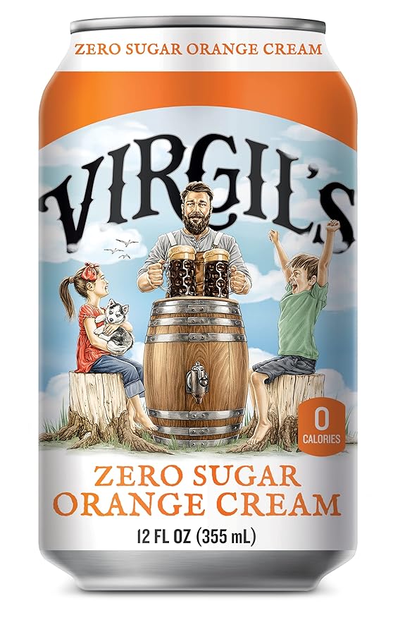 Virgil's Zero Sugar Favorites AMZN Variety 4-6pk Std. 12 oz Cans (Root Beer Vanilla Cream Black Cherry Orange Cream) 24 Count