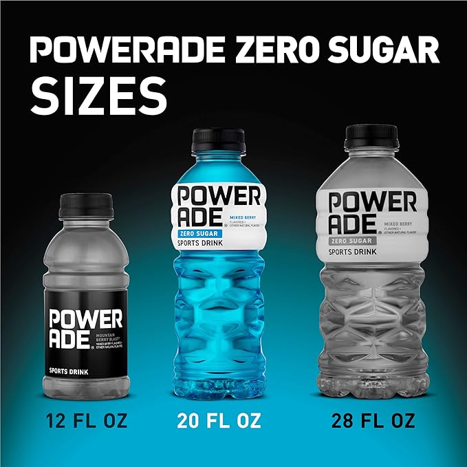 POWERADE ZERO Zero Calorie Electrolyte Enhanced Sports Drinks Mixed Berry 20 fl oz 24 Pack