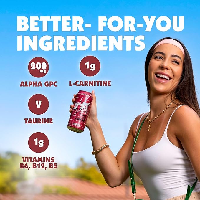 Dr. Jolt Energy Drink - 200mg Caffeine Drink with L-Carnitine &amp Taurine - High Performance Energy Drinks with Nootropics - 16 fl oz (12 cans)