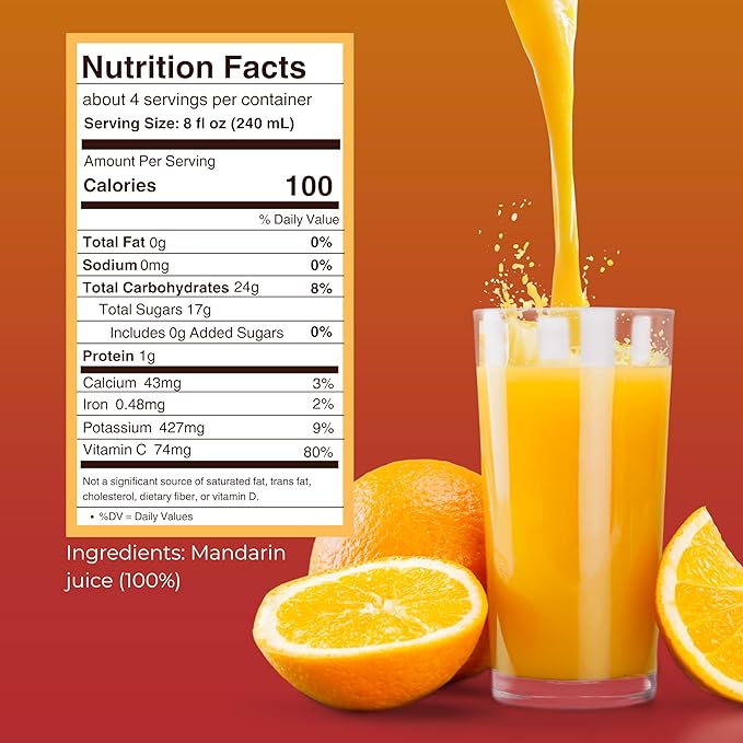 Mongibello 100% Mandarin Juice 32 Fl Oz (3 Pack) Fresh Squeezed Pure All Natural Rich in Antioxidants &amp Vitamin C Ships Frozen Grown in Sicily Italy