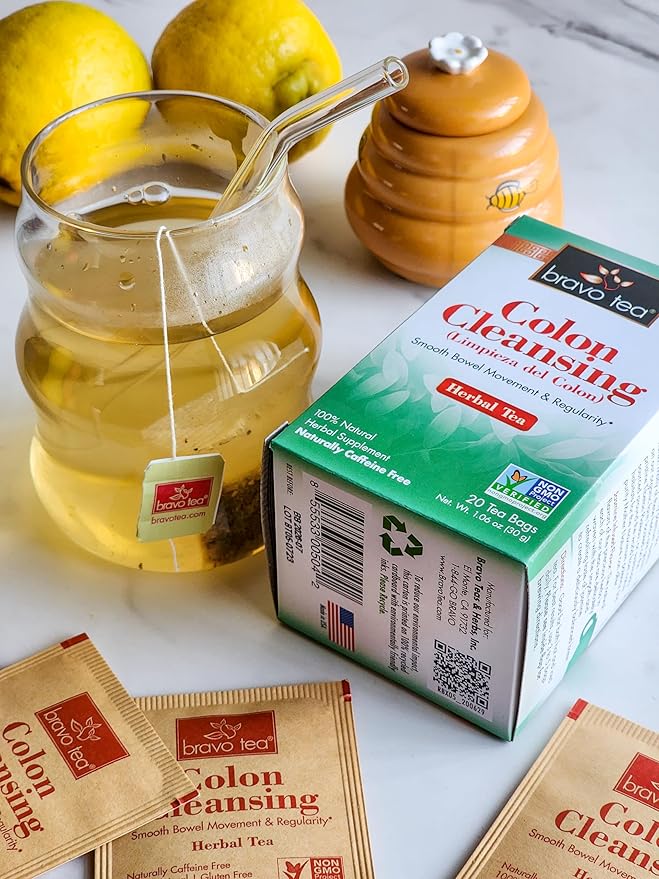 Bravo Tea Colon Cleansing Herbal Tea Caffeine Free 20 Tea Bags 6 Count