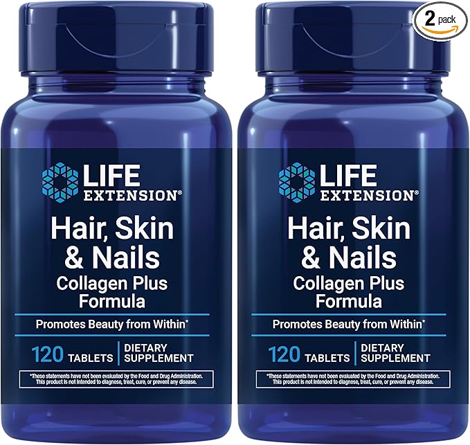 Life Extension HairSkin&amp Nails- Collagen Plus120 Count (Pack of 2)