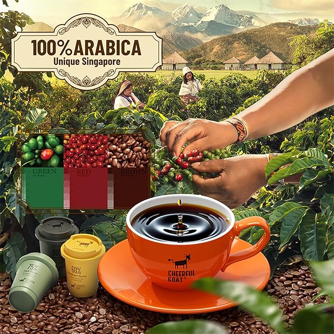 CheerfulGoat Instant Cold Brew Coffee – Speciality Javy Coffee Extract 100% Arabica Freeze-Dried No Sugar No Additives Low Acid Healthy for Iced &amp Hot Coffee Singapore Coffee 15 Servings