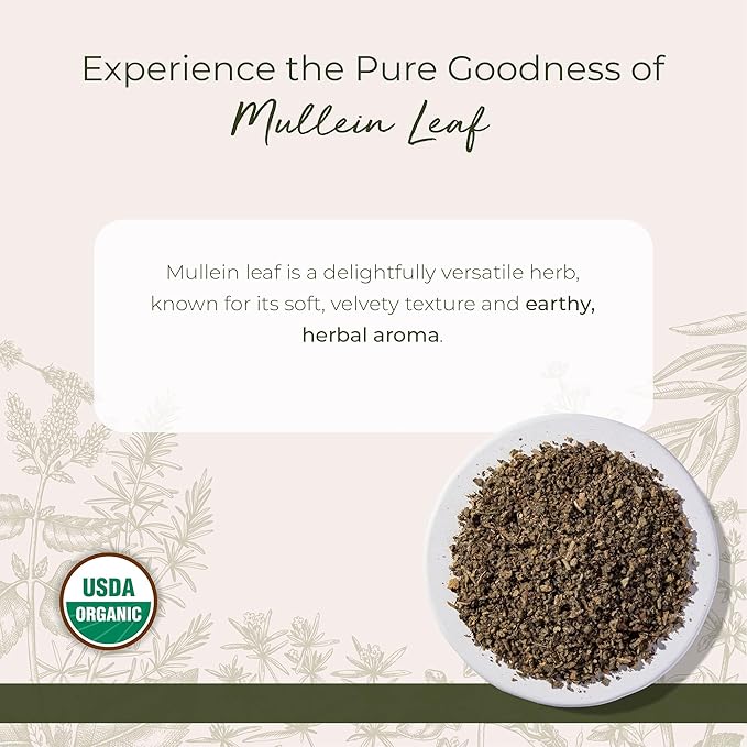 Starwest Botanicals Wildcrafted Mullein Leaf - Dried Loose Leaf Herb for Tea Cut &amp Sifted Bag Natural Source of Antioxidants Certified Kosher - Bulk 1 lb Bag