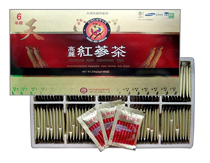 [TG153] Korean Red Ginseng Instant Tea – 6-Year-Old Red Ginseng Granules 3 g × 100 Sticks Instant Hot/Cold Drink Smooth &amp Naturally Sweet Korean Herbal Tea