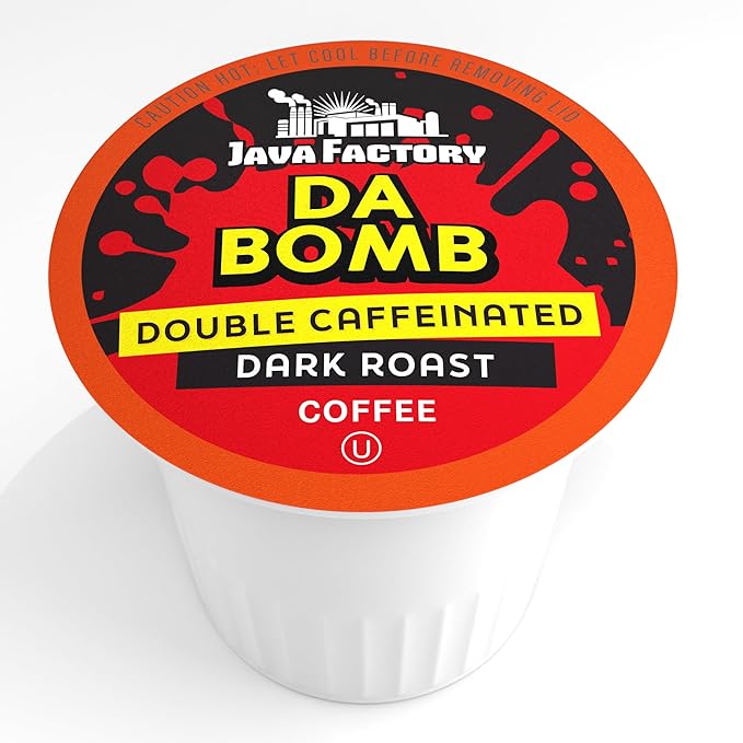 Java Factory Coffee Pods High Caffeine Coffee Compatible with K Cup Brewers Including 2.0 Da Bomb Extra Bold Double Caffeinated 80 Count