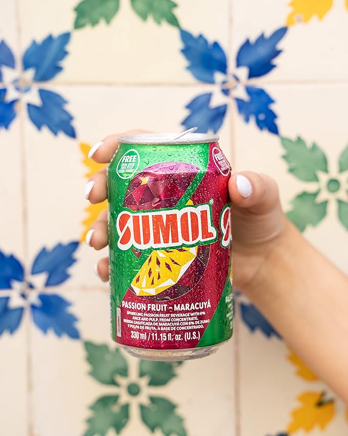 Sumol Passion Fruit Sparkling Juice Beverage Real Fruit Pulp Imported from Portugal 11.15 oz Cans (Pack of 24)