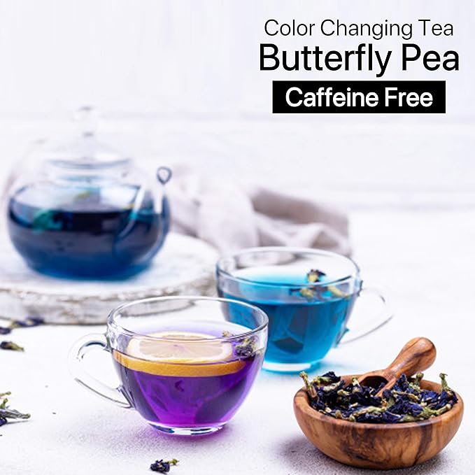 BLUE TEA – Combo - Butterfly Pea Flower Tea (15 Tea Bags) + Butterfly Pea Flower Tea (0.35 Oz) + Butterfly Pea Flower Tea (30 Tea Bags) - Herbal Tea - Gluten Free - Eco-Conscious Packaging