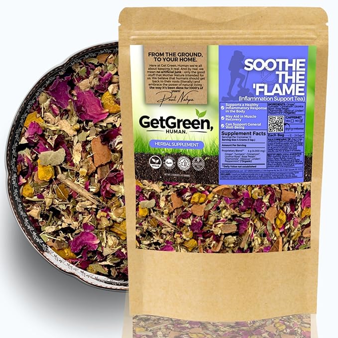 Health Herbal Tea Ayurvedic Muscle Recovery Loose Leaf Tea w/ Ginger Turmeric Cinnamon | Organic Herbal Tea | 2 oz (57 gram) | Decaf Vegan Healthy ZERO Caffeine Organic Herbs No Natural or A