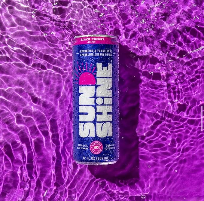 Sunshine Sparkling Energy Drink Variety Pack with Daily Essential Vitamins 360mg of Electrolytes 70mg of Natural Caffeine 12 Fl Oz (Pack of 12)