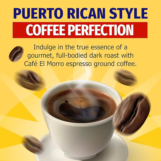 Premium Ground Coffee Café El Morro 250g (8.81 oz) Pack of 12 Gourmet Dark Roast Espresso Coffee Vacuum Pack Experience the Rich Taste of Puerto Rican Style Espresso